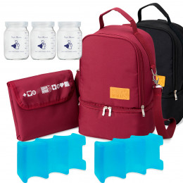 Mochila Térmica Amamente+ Duo Ice com Potes para Leite Materno 200ml Super Mamãe